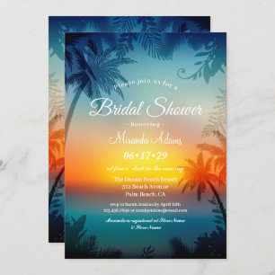 Invitation Fête des mariées Tropical Sunset Palm Beach