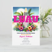 Invitation Fête des mariées Tropical Surboard Pool Party Luau (Debout devant)