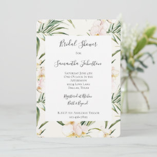 Invitation Fête des mariées Tropical White Orchid Flowers