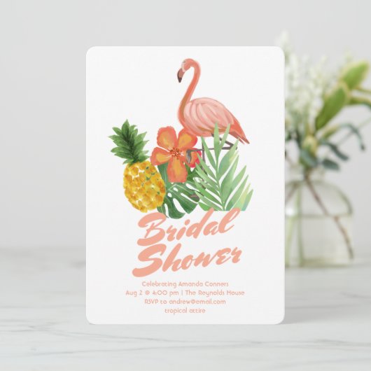 Invitation Fête des mariées tropicale (Debout devant)
