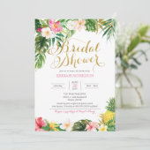 Invitation Fête des mariées tropicale à la florale ou à Luau (Debout devant)