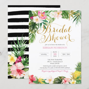 Invitation Fête des mariées tropicale à la florale ou à Luau