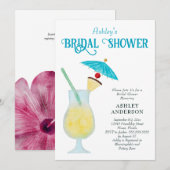 Invitation Fête des mariées tropicale avec Cocktail Piña Cola (Devant / Derrière)