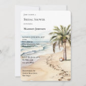 Invitation Fête des mariées tropicale de palmiers à noix de c (Devant)