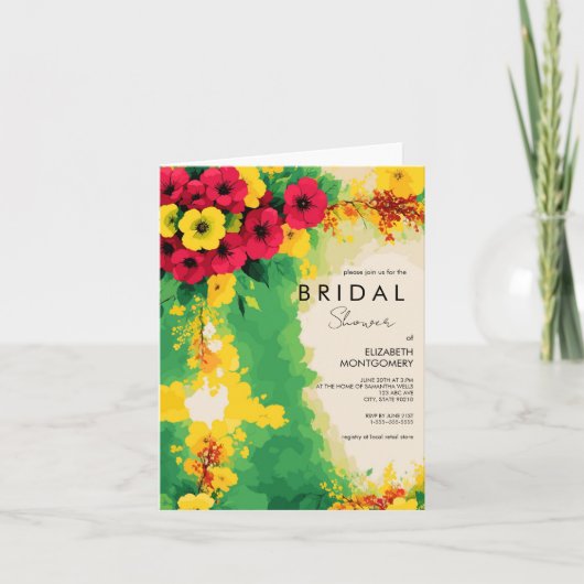 Invitation Fête des mariées tropicale de reggae florale (Devant)