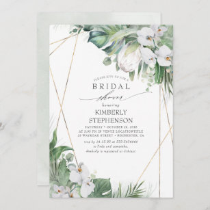 Invitation Fête des mariées tropicale des orchidées de Protea