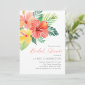 Invitation Fête des mariées tropicale d'Hibiscus floral (Debout devant)