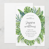 Invitation Fête des mariées tropicale Feuille aquarelle (Devant / Derrière)