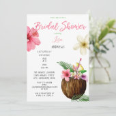 Invitation Fête des mariées tropicale Hawaiienne florale et n (Debout devant)