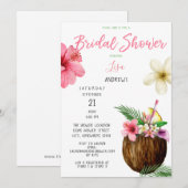 Invitation Fête des mariées tropicale Hawaiienne florale et n (Devant / Derrière)