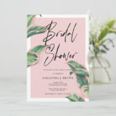 Invitation Fête des mariées tropicale moderne rose vif (Debout devant)