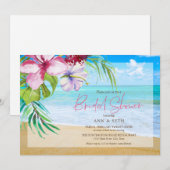 Invitation Fête des mariées tropicale Plage florale (Devant / Derrière)