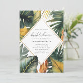 Invitation Fête des mariées tropicale verte (Debout devant)