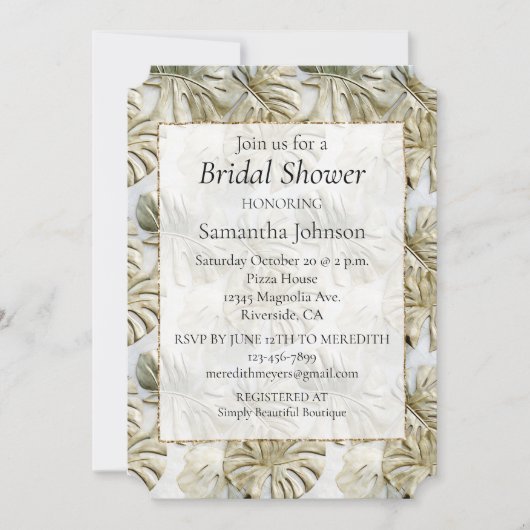 Invitation Fête des mariées Tropicale Verte Gold Sage (Devant)