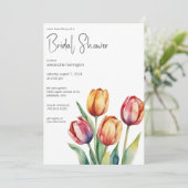 Invitation Fête des mariées Tulipes aquarelles (Debout devant)