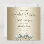 Invitation Fête des mariées, Tulipes blanches, Or (Devant)