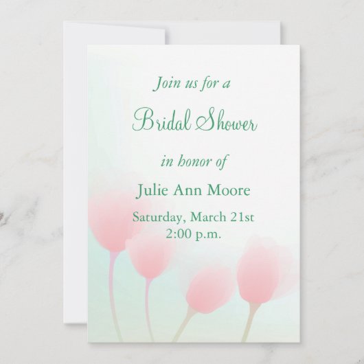 Invitation Fête des mariées Tulips Pastel Rose doux (Devant)