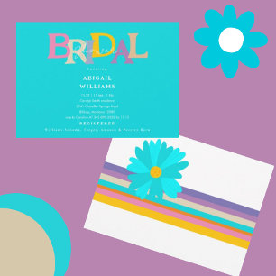 Invitation Fête des mariées turquoise Art déco rétro