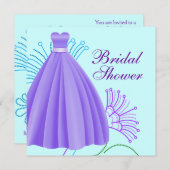 Invitation Fête des mariées turquoise bleu lavande violet (Devant / Derrière)