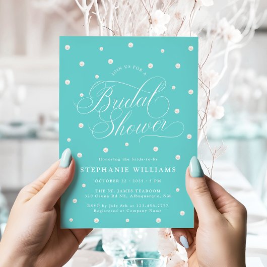 Invitation Fête des mariées turquoise Blue Chic