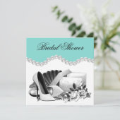 Invitation Fête des mariées turquoise Blue Pearl (Debout devant)