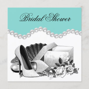 Invitation Fête des mariées turquoise Blue Pearl