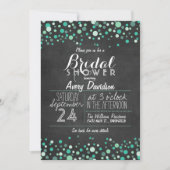 Invitation Fête des mariées turquoise Confetti Green Chalkboa (Devant)