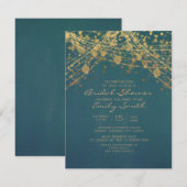 Invitation Fête des mariées turquoise de la chaîne de Parties (Devant / Derrière)