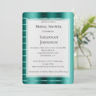Invitation Fête des mariées turquoise de ruban vert