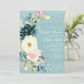 Invitation Fête des mariées Turquoise de Stardust Floral Crèm (Debout devant)