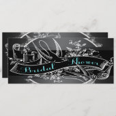 Invitation Fête des mariées turquoise de tableau noir (Devant / Derrière)