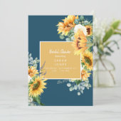 Invitation Fête des mariées Turquoise de tournesol Eucalyptus (Debout devant)