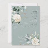 Invitation Fête des mariées turquoise Elegance White Hydrange (Devant)