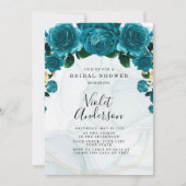 Invitation Fête des mariées Turquoise et Gold Peony chic (Devant)