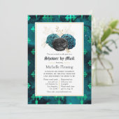 Invitation Fête des mariées turquoise, noire et or par la pos (Debout devant)