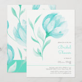 Invitation Fête des mariées turquoise Peonies (Devant / Derrière)