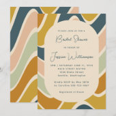 Invitation Fête des mariées Turquoise Retro Boho Abstraite Wa (Devant / Derrière)