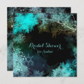 Invitation Fête des mariées Turquoise Starry Forest (Devant / Derrière)
