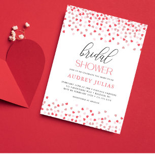 Invitation Fête des mariées Valentines de Coeurs rouges rose 