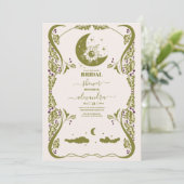 Invitation Fête des mariées végétale céleste vintage (Debout devant)