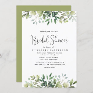 Invitation Fête des mariées végétale Eucalyptus 