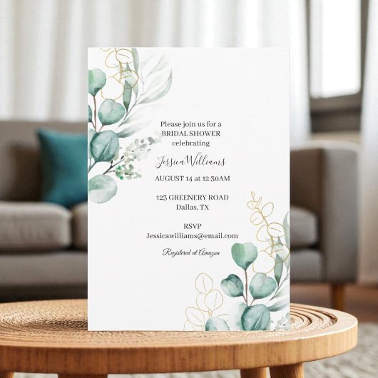 Invitation Fête des mariées végétale Eucalyptus Boho Boho