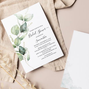 Invitation Fête des mariées végétale minimaliste d'Eucalyptus
