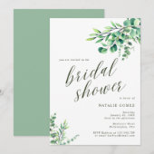 Invitation Fête des mariées végétale moderne Eucalyptus (Devant / Derrière)