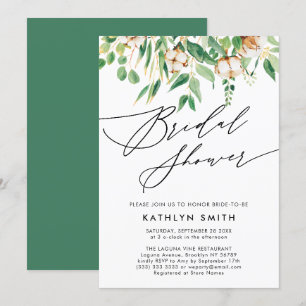 Invitation Fête des mariées végétale moderne Eucalyptus