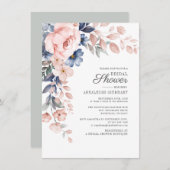 Invitation Fête des mariées végétale rose (Devant / Derrière)