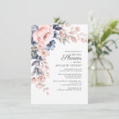 Invitation Fête des mariées végétale rose (Debout devant)