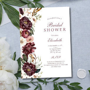 Invitation Fête des mariées végétale rose pourpre