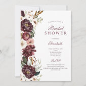 Invitation Fête des mariées végétale rose pourpre (Devant)