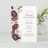Invitation Fête des mariées végétale rose pourpre (Debout devant)
